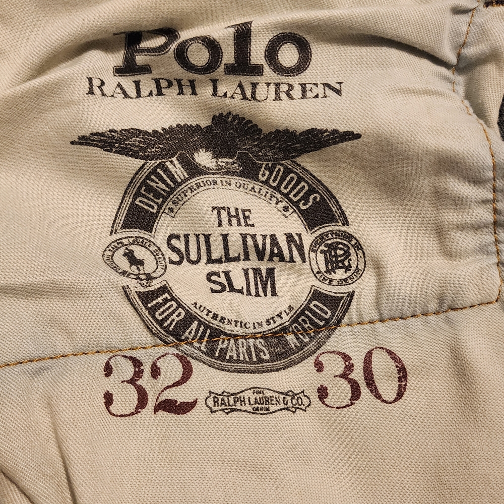 Ralph Lauren Slim Straight Men's Jeans - Faded Blue with Tan Patch - Picture 3 of 3
